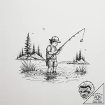 Tattoo design a pixelated character fishing i… – tattoo sketch (№1755017720_0, 12.08.2025 16:55) — tattoovalue.net