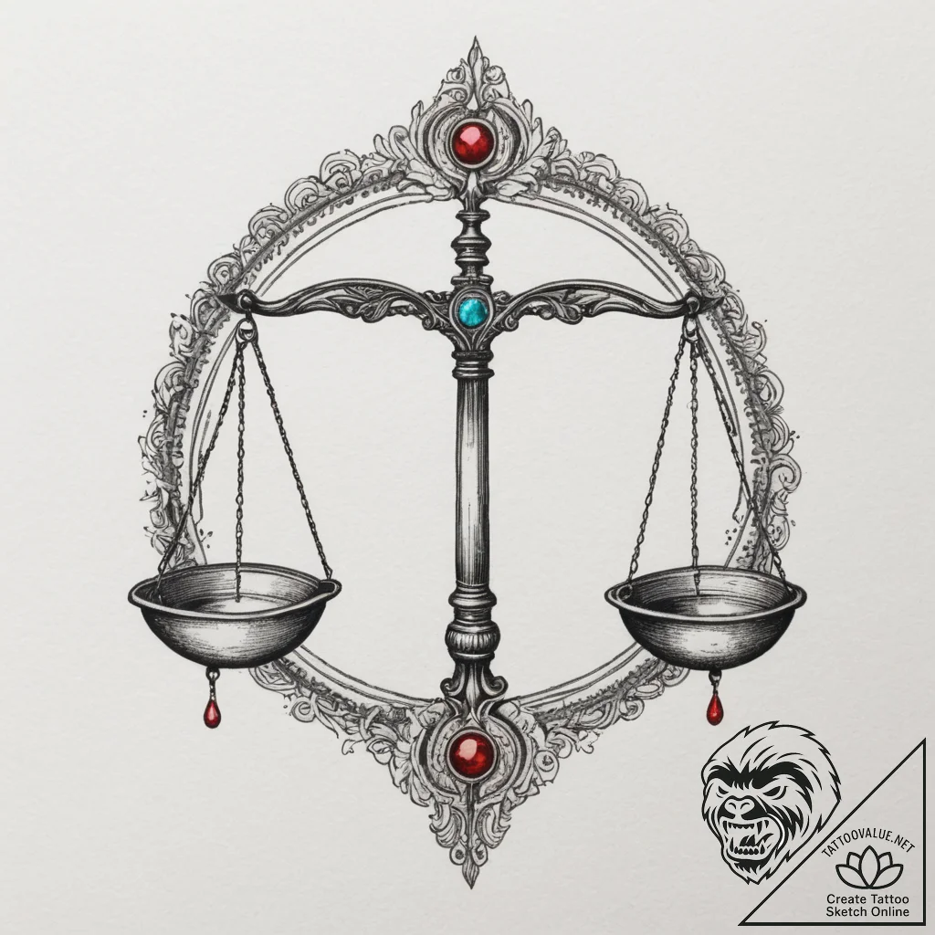 Tattoo sketch libra's scales, intricately sha... - tattoo sketch (№1755017919_0, 12.08.2025 16:58) — tattoovalue.net