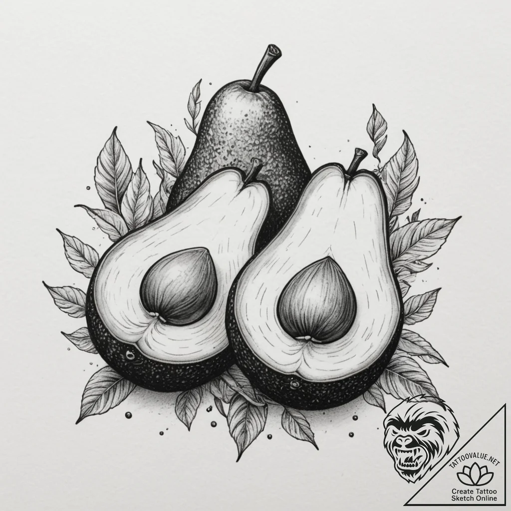 Tattoo sketch 'avocado' on one, 'toast' on th... - tattoo sketch (№1755018316_0, 12.08.2025 17:05) — tattoovalue.net