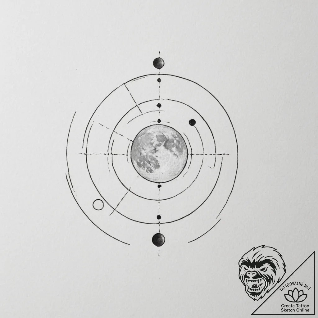 Tattoo design a minimalist moon phase sequenc... - tattoo sketch (№1755019305_0, 12.08.2025 17:21) — tattoovalue.net