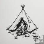 Tattoo sketch a stylized campfire on one, a t… – tattoo sketch (№1755019701_0, 12.08.2025 17:28) — tattoovalue.net