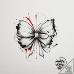 Bow, ink illustration for tattoo, trash polka… – tattoo sketch (№1755019899_0, 12.08.2025 17:31) — tattoovalue.net