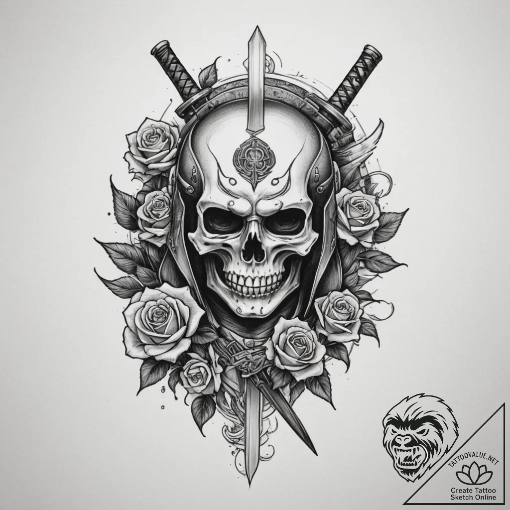 Tattoo design a samurai's traditional fan wit... - tattoo sketch (№1755020098_0, 12.08.2025 17:34) — tattoovalue.net