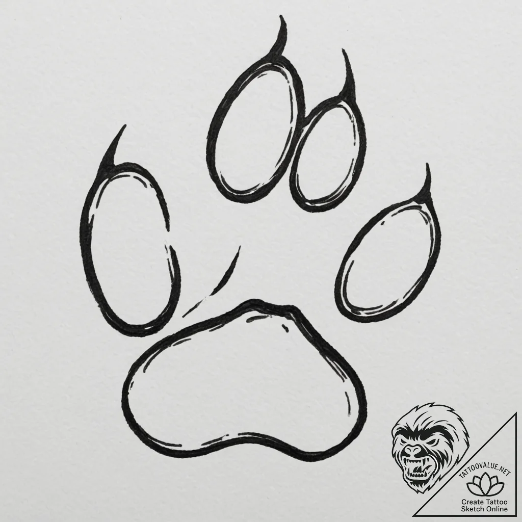 A close-up of a house cat's paw, showing the... - tattoo sketch (№1755020294_0, 12.08.2025 17:38) — tattoovalue.net