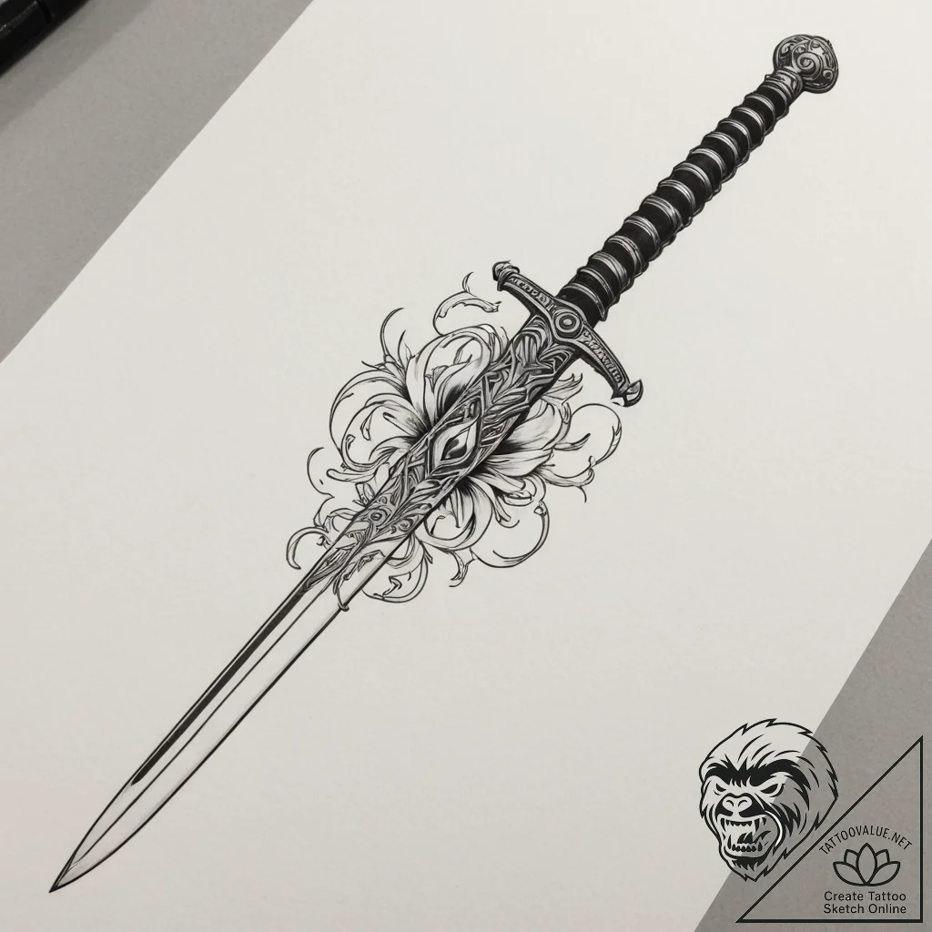 A nichirin sword from demon slayer, tattoo li... - tattoo sketch (№1755020896_0, 12.08.2025 17:48) — tattoovalue.net