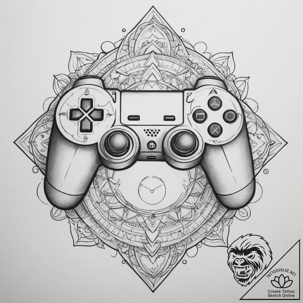 Tattoo sketch a deconstructed game controller... - tattoo sketch (№1755021703_0, 12.08.2025 18:01) — tattoovalue.net