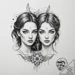 Tattoo sketch gemini twins, each representing… – tattoo sketch (№1755022503_0, 12.08.2025 18:15) — tattoovalue.net