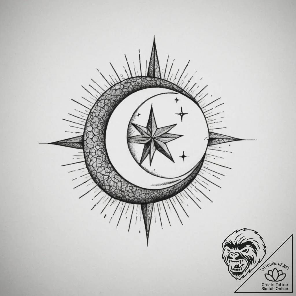 Tattoo design a small, simple star or moon.,... - tattoo sketch (№1755023899_0, 12.08.2025 18:38) — tattoovalue.net