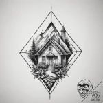 Tattoo design a small, stylized “home” icon m… – tattoo sketch (№1755024096_0, 12.08.2025 18:41) — tattoovalue.net