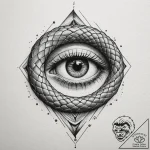 Tattoo design a single, unblinking snake’s ey… – tattoo sketch (№1755024693_0, 12.08.2025 18:51) — tattoovalue.net