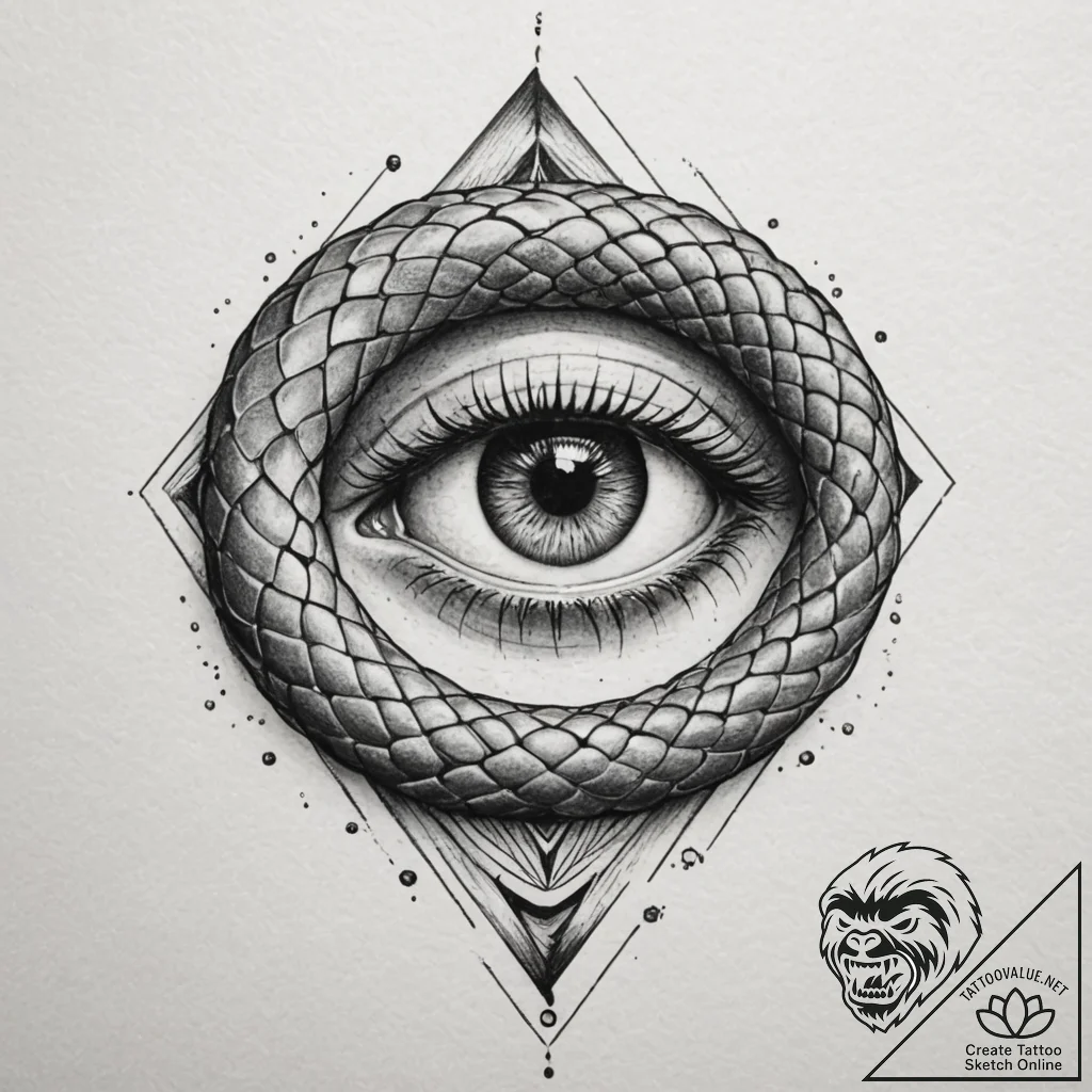 Tattoo design a single, unblinking snake's ey... - tattoo sketch (№1755024693_0, 12.08.2025 18:51) — tattoovalue.net