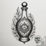 Tattoo design a small, stylized potion bottle… – tattoo sketch (№1755024891_0, 12.08.2025 18:54) — tattoovalue.net