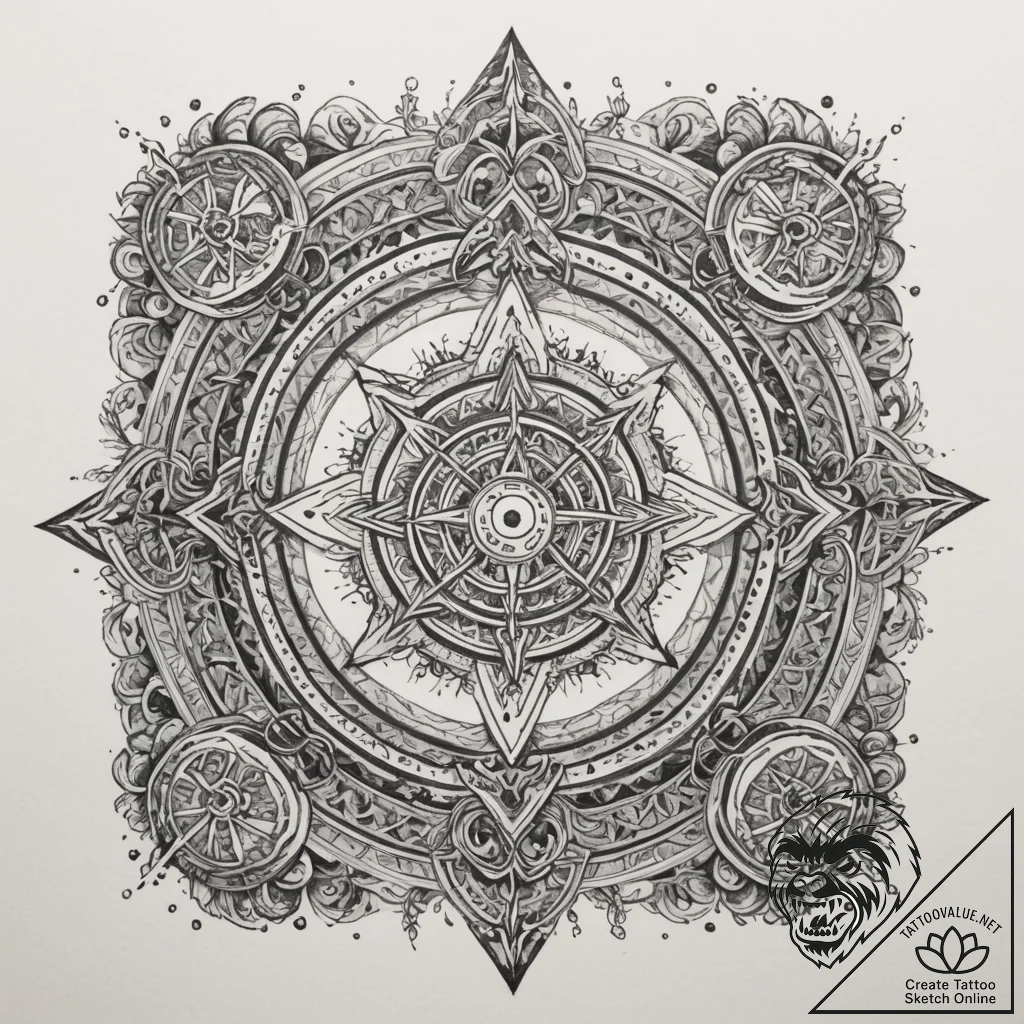 A blackwork sleeve concept featuring various... - tattoo sketch (№1755025884_0, 12.08.2025 19:11) — tattoovalue.net