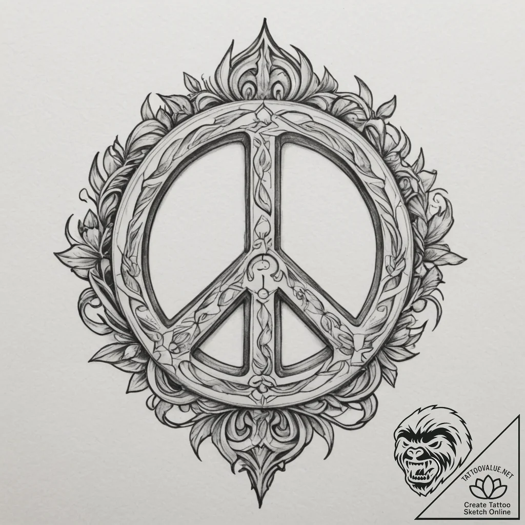 The peace symbol made from broken weapons, co... - tattoo sketch (№1755026285_0, 12.08.2025 19:18) — tattoovalue.net