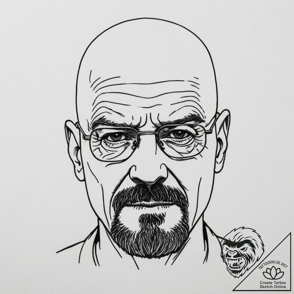 Walter white's face from breaking bad, ink il... - tattoo sketch (№1755027686_0, 12.08.2025 19:41) — tattoovalue.net