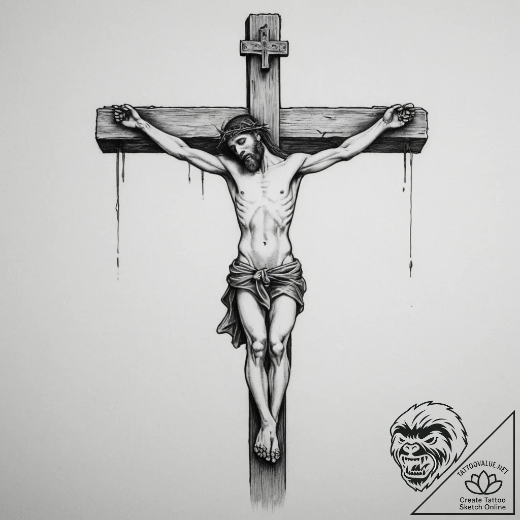 Crucifixion - tattoo sketch (№1755029915_0, 12.08.2025 20:18) — tattoovalue.net