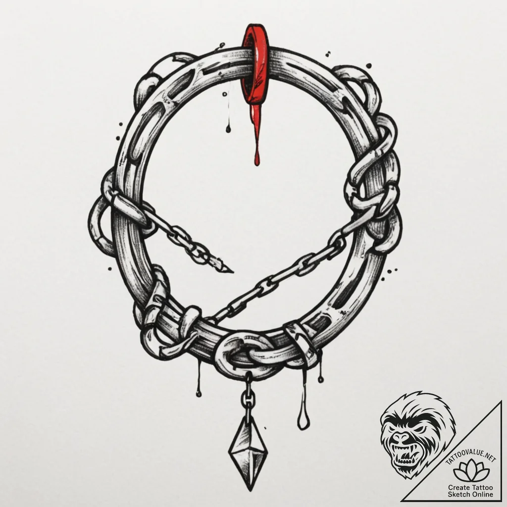 Tattoo design a broken chain with one strong,... - tattoo sketch (№1755030120_0, 12.08.2025 20:22) — tattoovalue.net