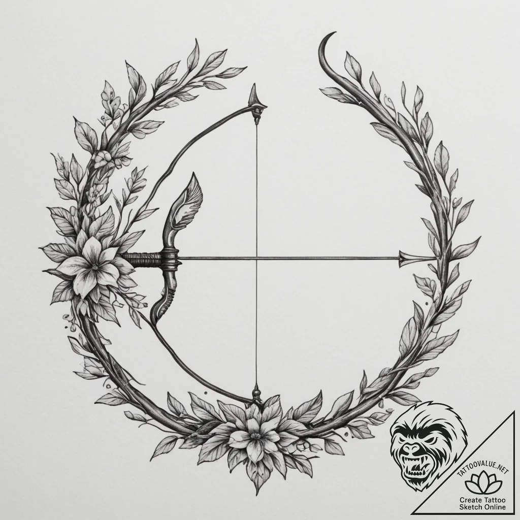 Tattoo sketch a sagittarius archer with a bow... - tattoo sketch (№1755030923_0, 12.08.2025 20:35) — tattoovalue.net