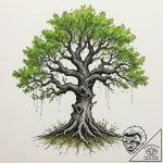 Tattoo design a powerful oak tree, its roots… – tattoo sketch (№1755031937_0, 12.08.2025 20:52) — tattoovalue.net