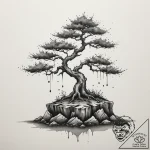 A bonsai tree on a cliff edge (is there, but… – tattoo sketch (№1755032543_0, 12.08.2025 21:02) — tattoovalue.net