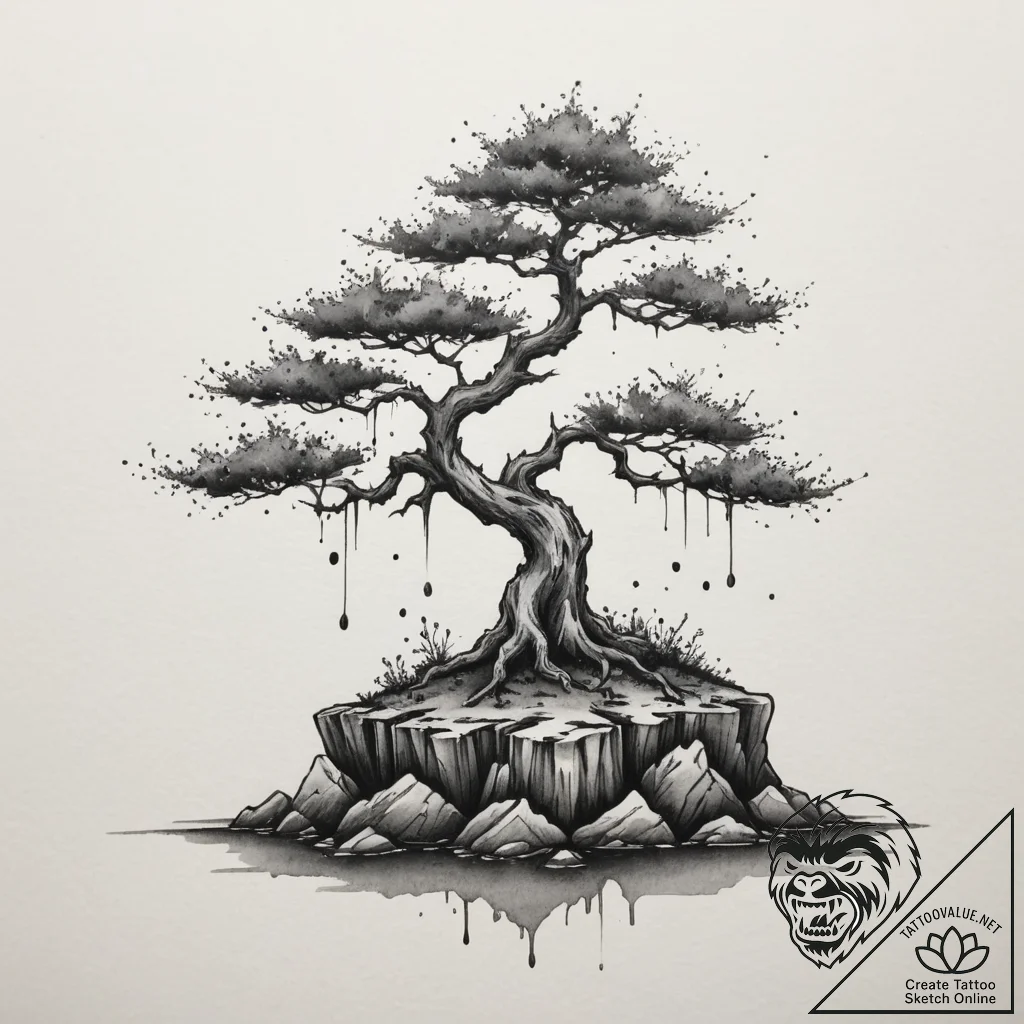 A bonsai tree on a cliff edge (is there, but... - tattoo sketch (№1755032543_0, 12.08.2025 21:02) — tattoovalue.net