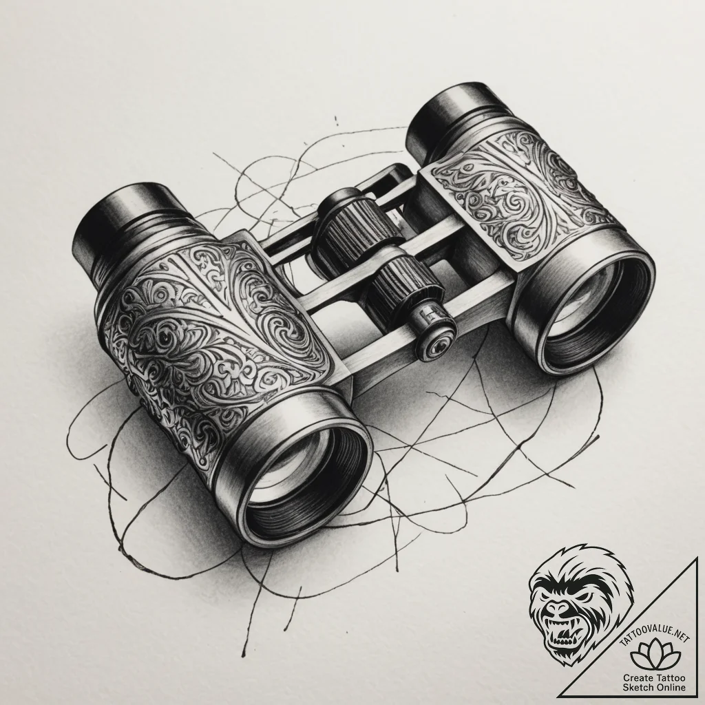 Tattoo sketch a pair of binoculars focused on... - tattoo sketch (№1755032942_0, 12.08.2025 21:09) — tattoovalue.net