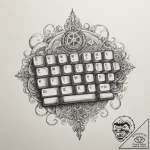 Tattoo design a stylized mechanical keyboard… – tattoo sketch (№1755033543_0, 12.08.2025 21:19) — tattoovalue.net