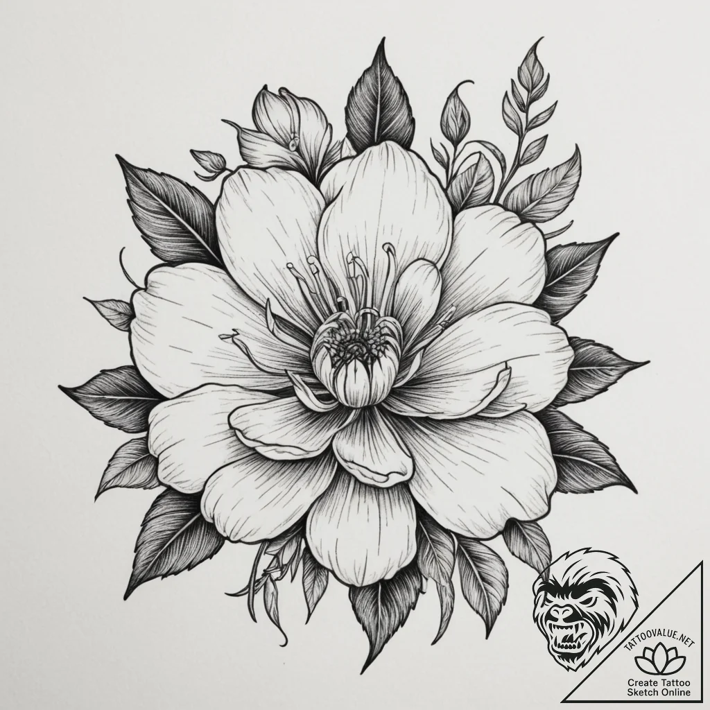 Flower, artistic tattoo sketch, rough sketchy... - tattoo sketch (№1755034360_0, 12.08.2025 21:32) — tattoovalue.net