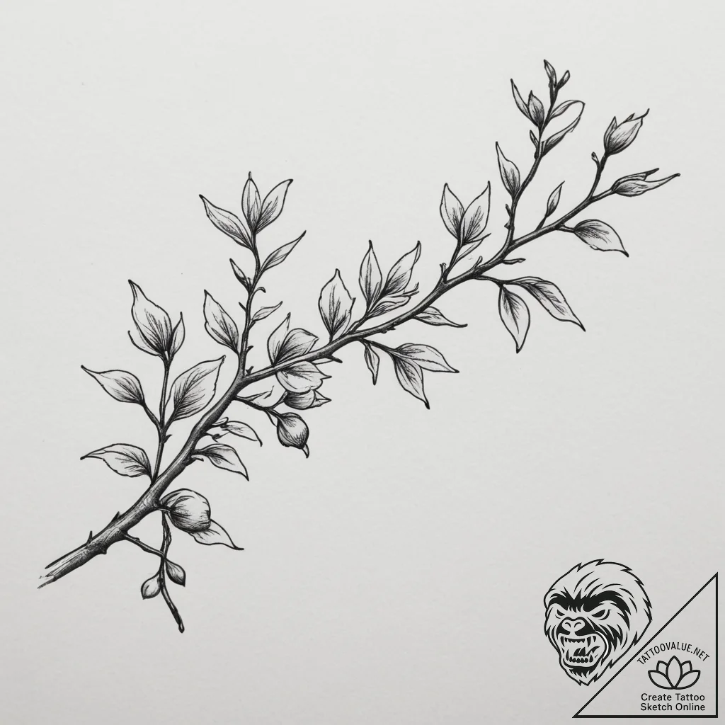 Blackthorn, concept art for tattoo, linework... - tattoo sketch (№1755034562_0, 12.08.2025 21:36) — tattoovalue.net