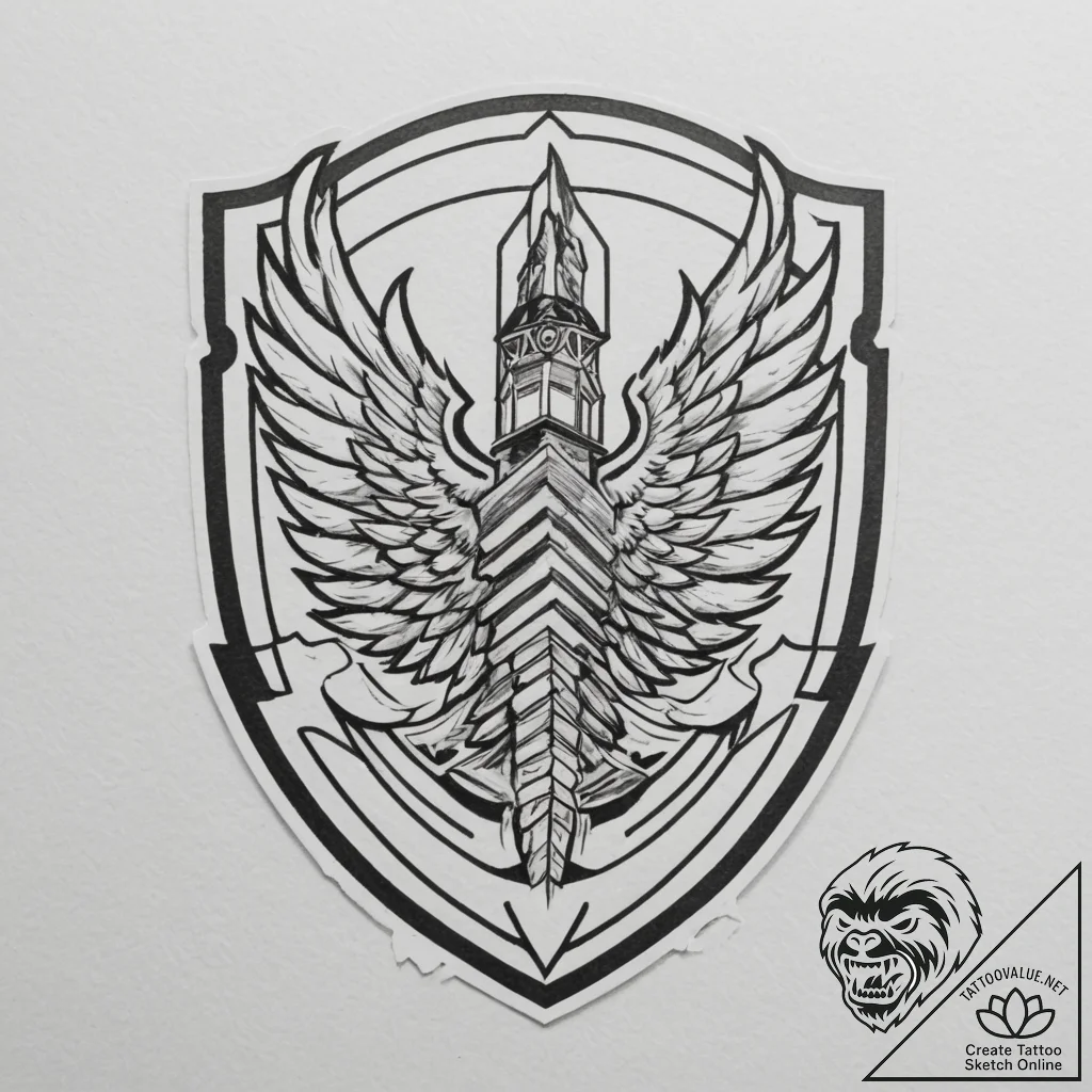The scout regiment logo from attack on titan,... - tattoo sketch (№1755034973_0, 12.08.2025 21:42) — tattoovalue.net
