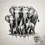 Tattoo sketch a family of elephants walking t… – tattoo sketch (№1755035578_0, 12.08.2025 21:52) — tattoovalue.net