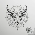 Tattoo sketch a zodiac glyph with googly eyes… – tattoo sketch (№1755036582_0, 12.08.2025 22:09) — tattoovalue.net