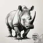 Rhinoceros, ink illustration for tattoo, on a… – tattoo sketch (№1755037594_0, 12.08.2025 22:26) — tattoovalue.net