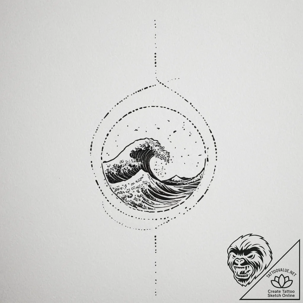 Tattoo sketch a minimalist wave on the wrist.... - tattoo sketch (№1755038200_0, 12.08.2025 22:36) — tattoovalue.net