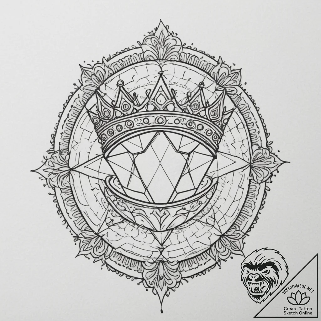 Tattoo design a king's crown on one, a queen'... - tattoo sketch (№1755038794_0, 12.08.2025 22:46) — tattoovalue.net