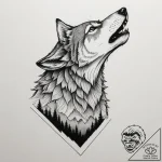 Tattoo design a wolf howling victoriously on… – tattoo sketch (№1755039791_0, 12.08.2025 23:03) — tattoovalue.net