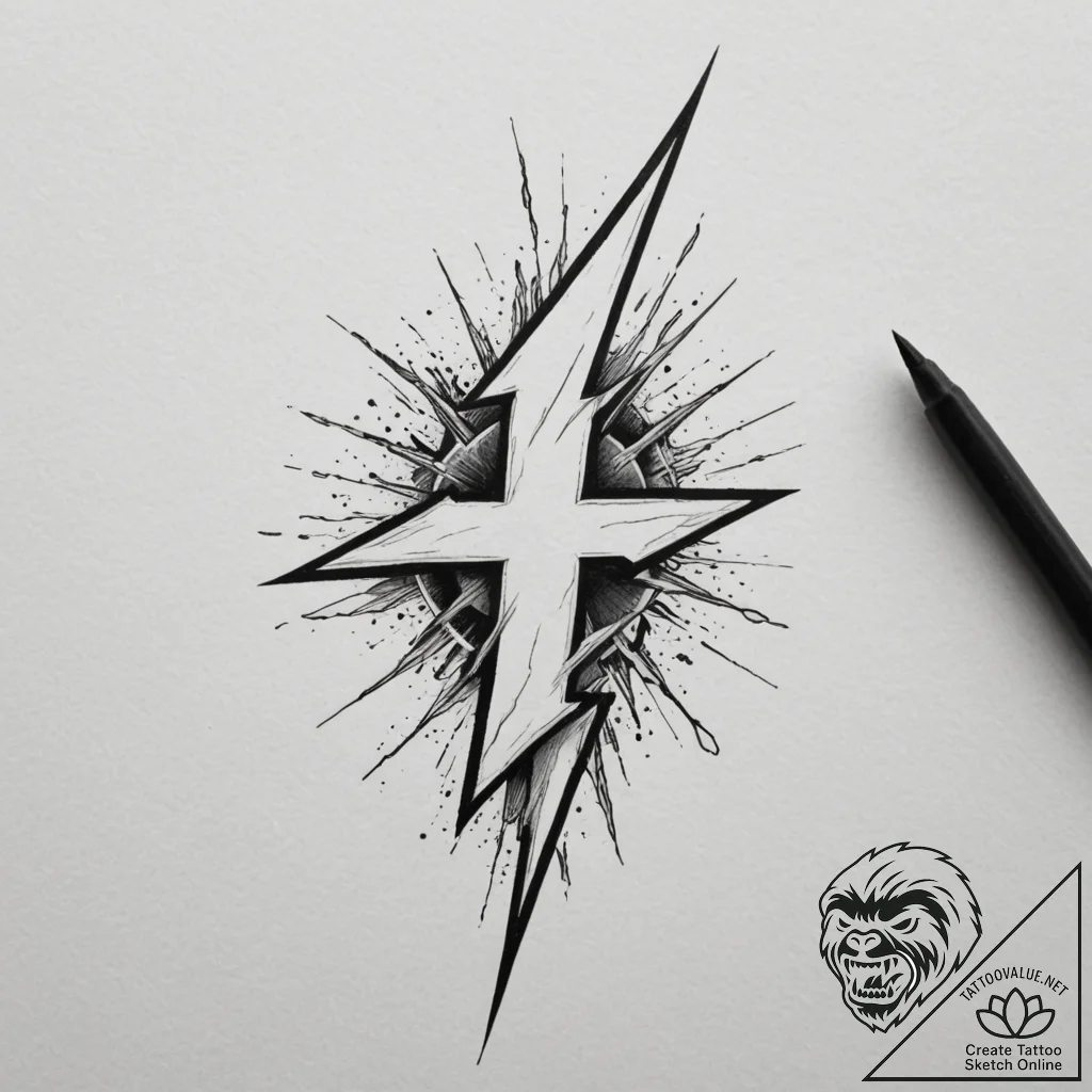 Tattoo design a stylized lightning bolt from... - tattoo sketch (№1755040798_0, 12.08.2025 23:19) — tattoovalue.net
