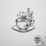 Tattoo sketch a small, elegant teacup with a… – tattoo sketch (№1755040999_0, 12.08.2025 23:23) — tattoovalue.net