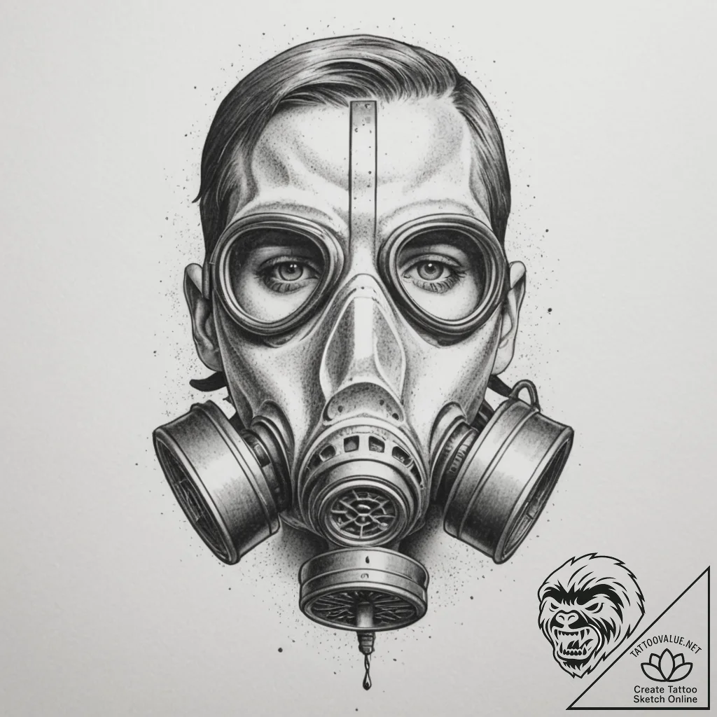 Gas mask, artistic tattoo sketch, on a clean... - tattoo sketch (№1755041397_0, 12.08.2025 23:29) — tattoovalue.net