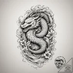 Tattoo design a single, flowing feather with… – tattoo sketch (№1755042410_0, 12.08.2025 23:46) — tattoovalue.net