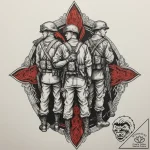 Tattoo sketch a silhouette of soldiers standi… – tattoo sketch (№1755043019_0, 12.08.2025 23:56) — tattoovalue.net