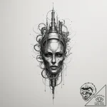 Tattoo design a futuristic laboratory with gl… – tattoo sketch (№1755043824_0, 13.08.2025 00:10) — tattoovalue.net
