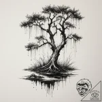 A dense, foggy swamp with spanish moss hangin… – tattoo sketch (№1755044419_0, 13.08.2025 00:20) — tattoovalue.net