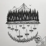 A shot of a harbor filled with sailboats, the… – tattoo sketch (№1755045021_0, 13.08.2025 00:30) — tattoovalue.net
