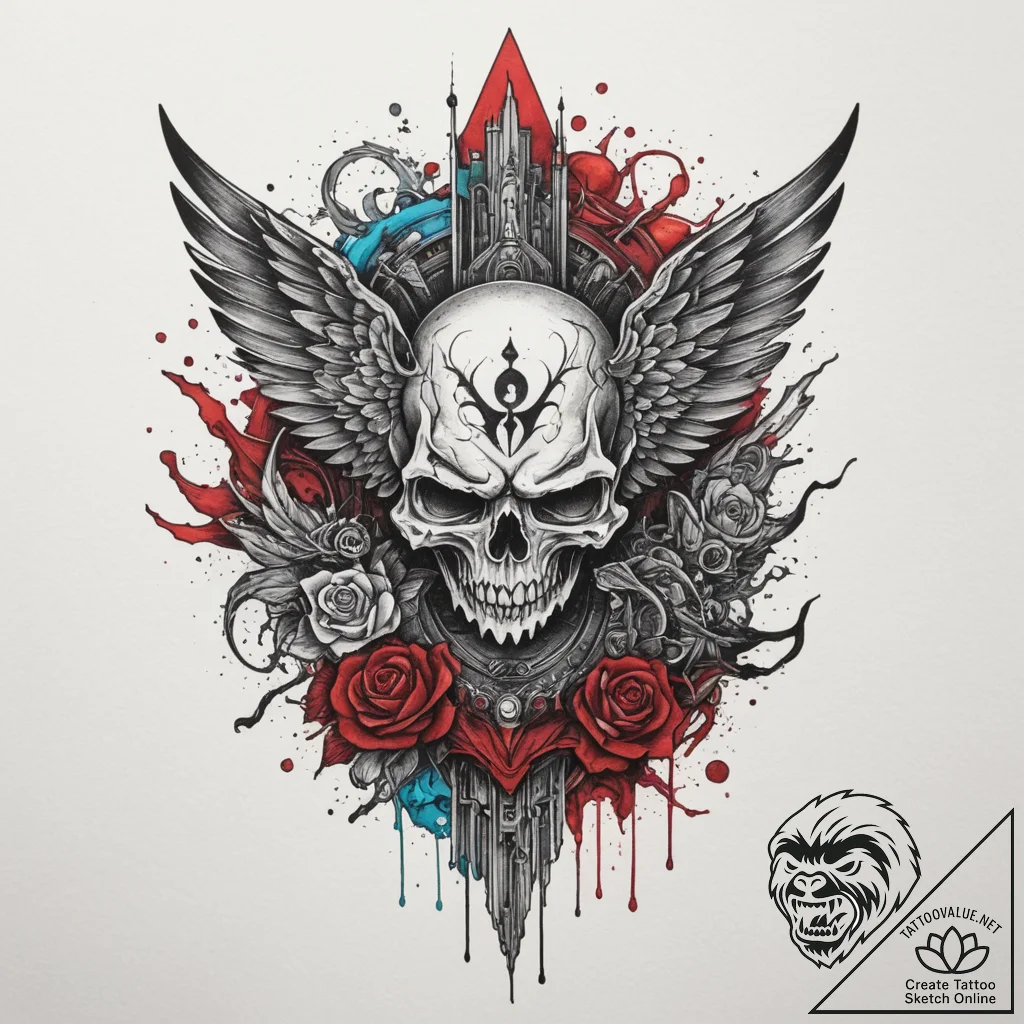 Tattoo design a stylized "boss battle" health... - tattoo sketch (№1755045227_0, 13.08.2025 00:33) — tattoovalue.net