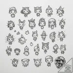Tattoo design a collection of small, cute doo… – tattoo sketch (№1755047034_0, 13.08.2025 01:03) — tattoovalue.net