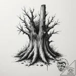 Tattoo sketch a strong, gnarled tree stump, s… – tattoo sketch (№1755047840_0, 13.08.2025 01:17) — tattoovalue.net