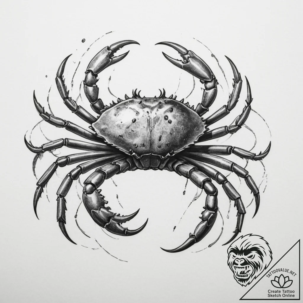 Tattoo design a cancer crab deconstructing in... - tattoo sketch (№1755048043_0, 13.08.2025 01:20) — tattoovalue.net