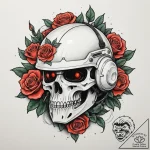 Tattoo design a sleek, futuristic soldier’s h… – tattoo sketch (№1755048251_0, 13.08.2025 01:24) — tattoovalue.net
