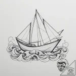Origami boat on a wave, tattoo drawing outlin… – tattoo sketch (№1755048856_0, 13.08.2025 01:34) — tattoovalue.net